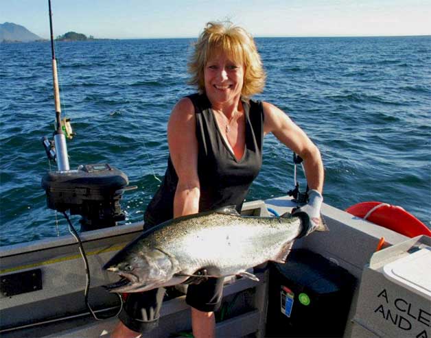 Great salmon fishing in the calm protected waters of  Quatsino Sound